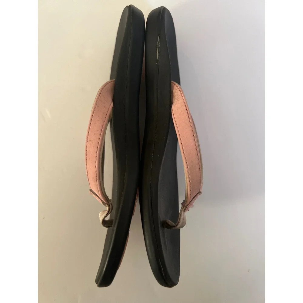 Olukai Ho'opio Girls Flip Flops Rose Dust Black Sandals 30131-RD40 Size 3 girls